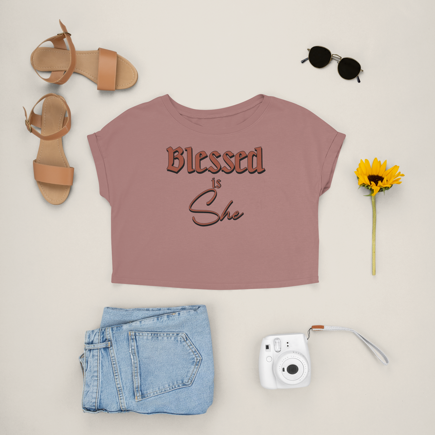 Blessed is She Womens Crop Top T-Shirt | Christian T-Shirt | Ministry Apparel - Shamrock Collective