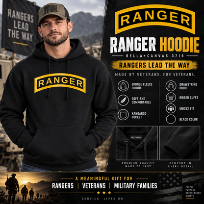 Ranger Tab Hoodie | Bella+Canvas 3719 Black Military Hoodie