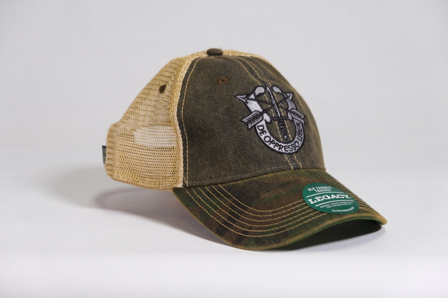 Special Forces Crest Embroidered Full Color Old Faithful Trucker Cap - Shamrock Collective