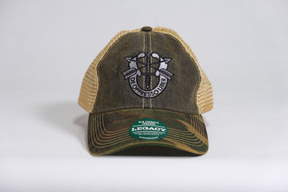 Special Forces Crest Embroidered Full Color Old Faithful Trucker Cap - Shamrock Collective