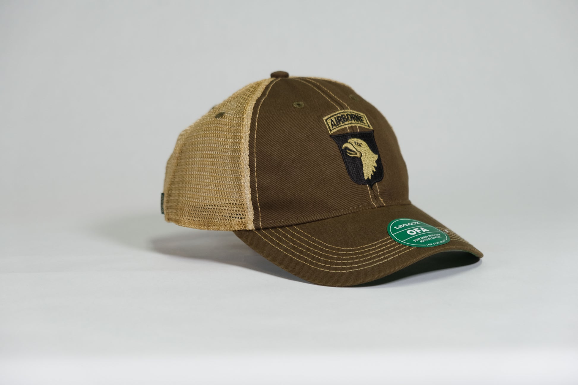 101st Airborne Division Patch Embroidered Olive Drab Old Faithful Trucker Cap - Shamrock Collective