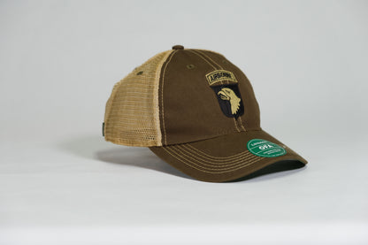 101st Airborne Division Patch Embroidered Olive Drab Old Faithful Trucker Cap - Shamrock Collective