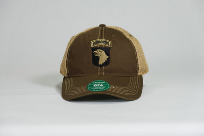 101st Airborne Division Patch Embroidered Olive Drab Old Faithful Trucker Cap - Shamrock Collective