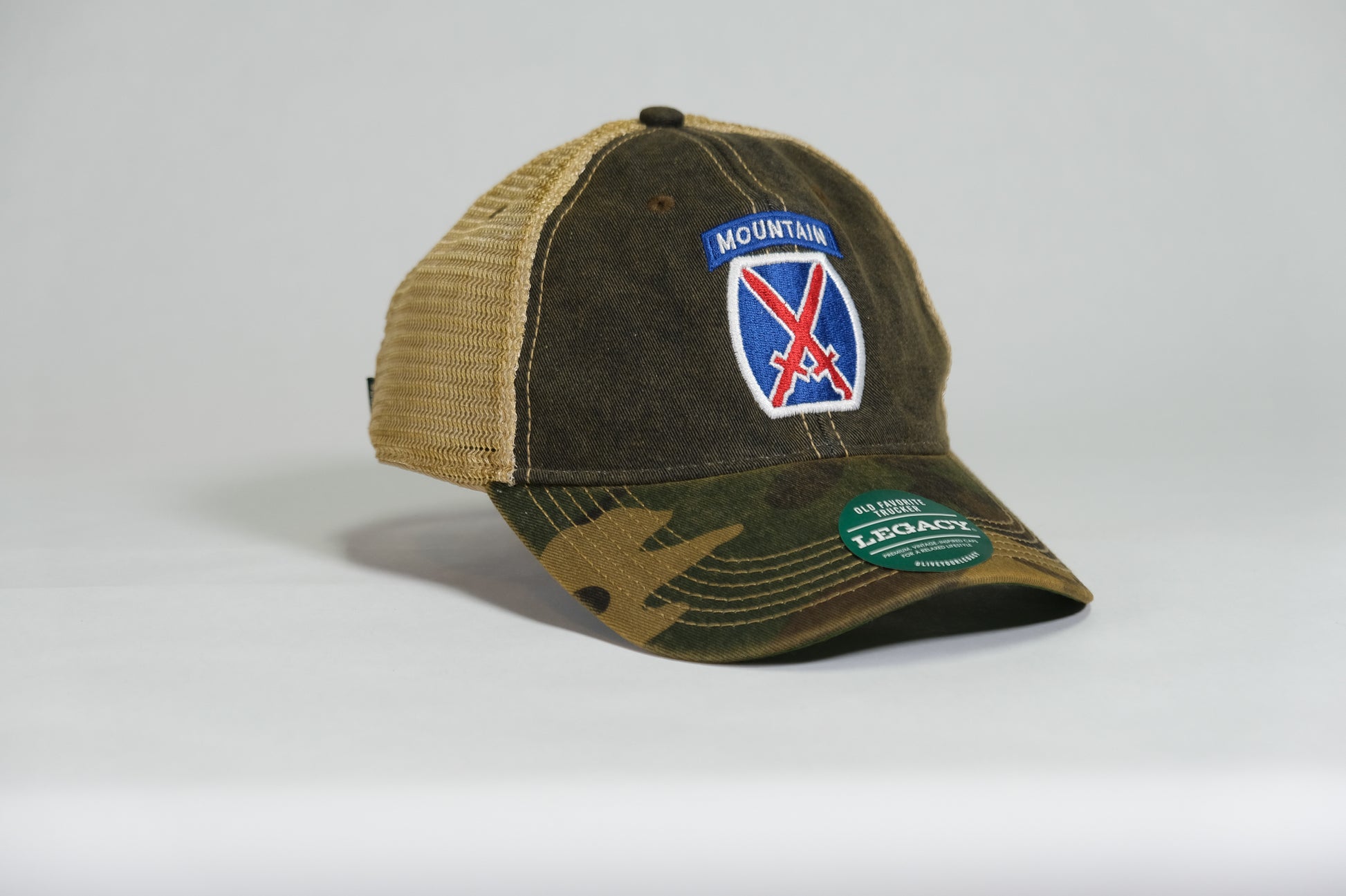 10th Mountain Division Patch Embroidered Full Color Old Faithful Trucker Cap - Shamrock Collective