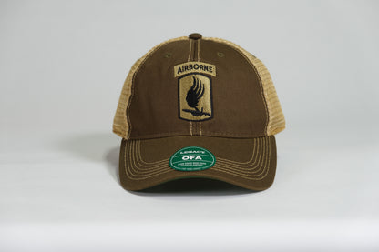 173rd Airborne Division Patch Embroidered Olive Drab Old Faithful Trucker Cap - Shamrock Collective