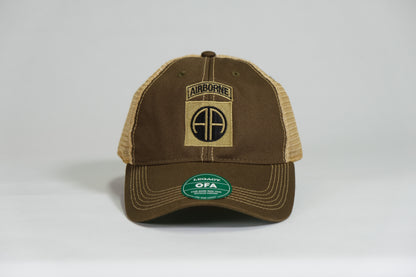 82nd Airborne Division Patch Embroidered Olive Drab Old Faithful Trucker Cap - Shamrock Collective