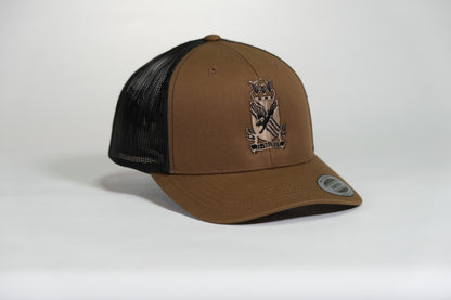 505th Parachute Infantry Regiment (PIR) DUI, 82nd Airborne Division Patch Embroidered Coyote Retro Trucker Cap - Shamrock Collective