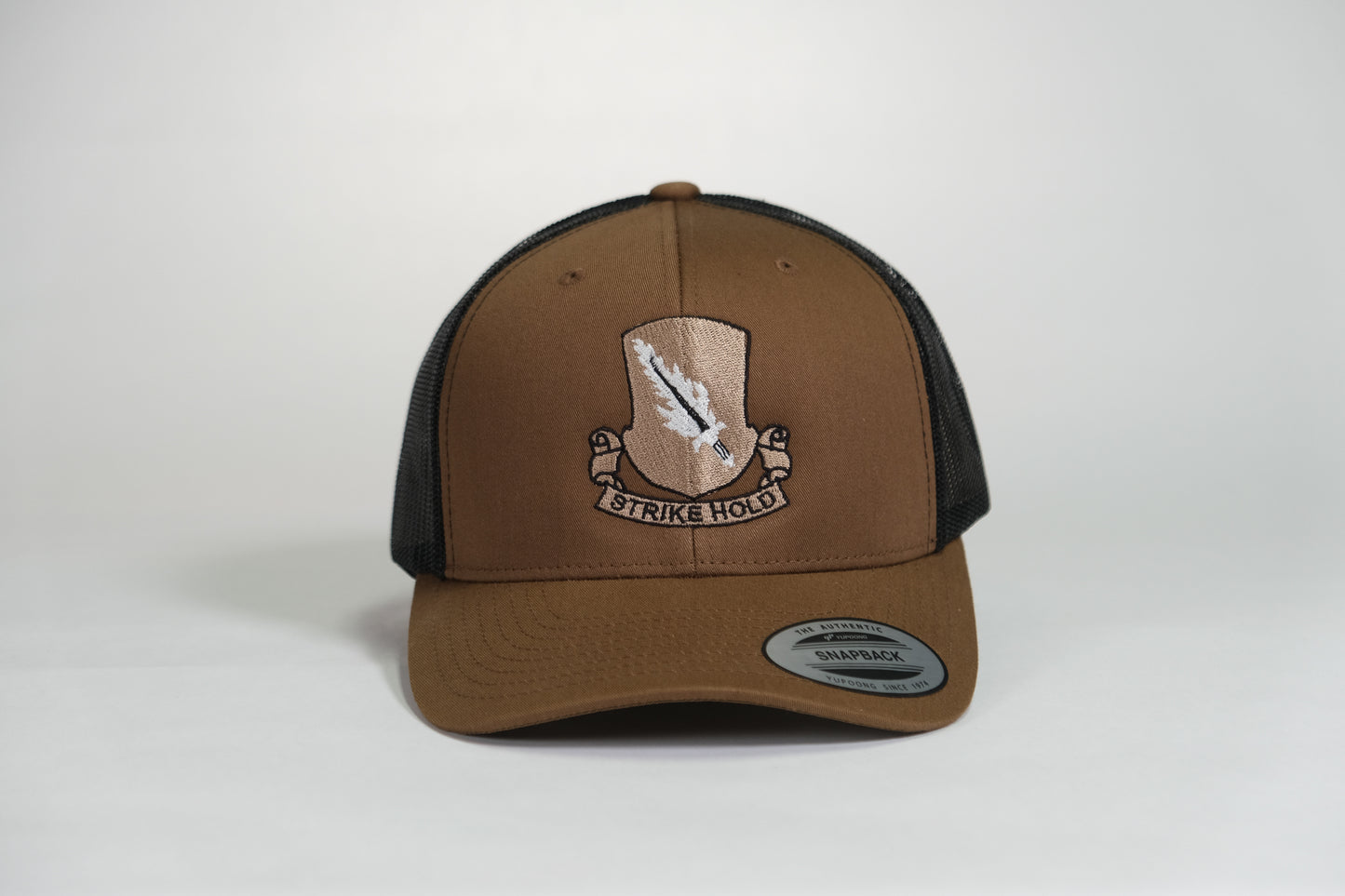 504th Parachute Infantry Regiment (PIR) DUI, 82nd Airborne Division Patch Embroidered Coyote Retro Trucker Cap - Shamrock Collective