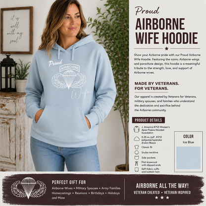 Proud Airborne Wife Hoodie | Veteran-Made Airborne Apparel - Shamrock Collective
