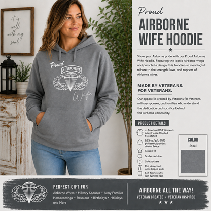 Proud Airborne Wife Hoodie | Veteran-Made Airborne Apparel - Shamrock Collective