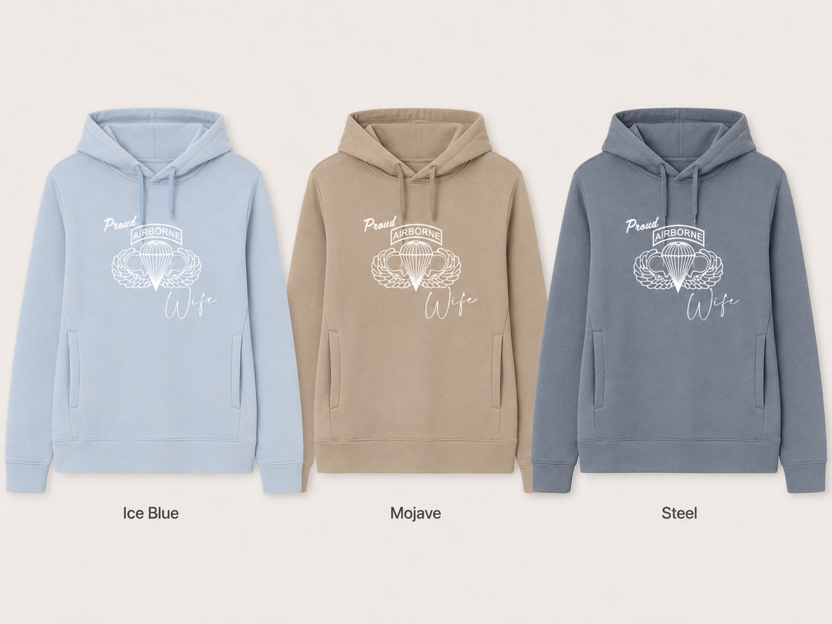 Proud Airborne Wife Hoodie | Veteran-Made Airborne Apparel - Shamrock Collective