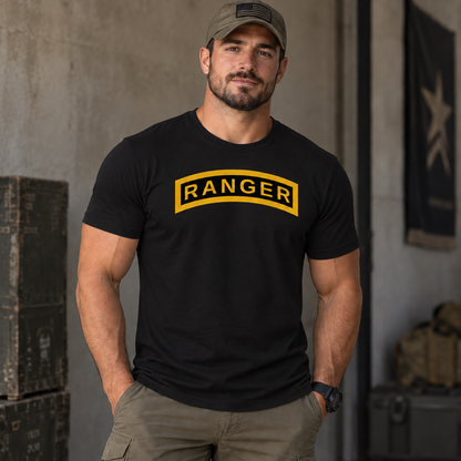 Ranger Tab T-Shirt | Next Level 3600 Black Army Ranger Shirt | Ranger Veteran Gift | Military Veteran Apparel