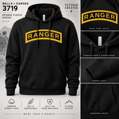 Ranger Tab Hoodie | Bella+Canvas 3719 Black Military Hoodie