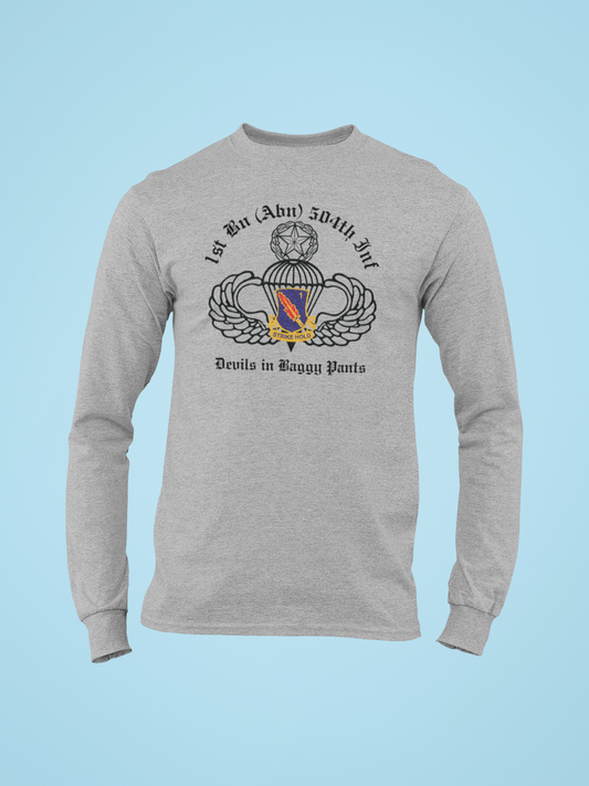 1-504 PIR Red Devils PT Long Sleeve T-Shirt - Honoring the US Army 82nd Airborne Division's Legacy - Shamrock Collective