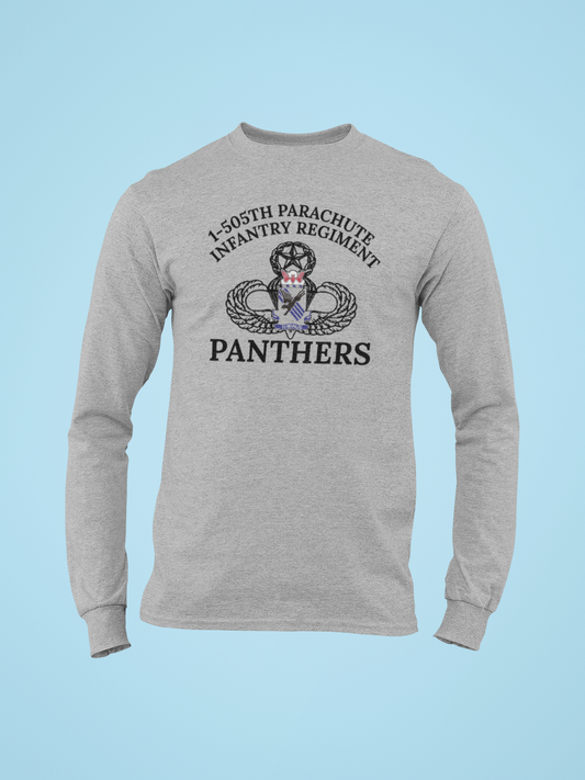 1-505 PIR PT Shirt - 82nd Airborne Panthers Long Sleeve T-Shirt - H-Minus US Army Military Physical Fitness Tee - Shamrock Collective
