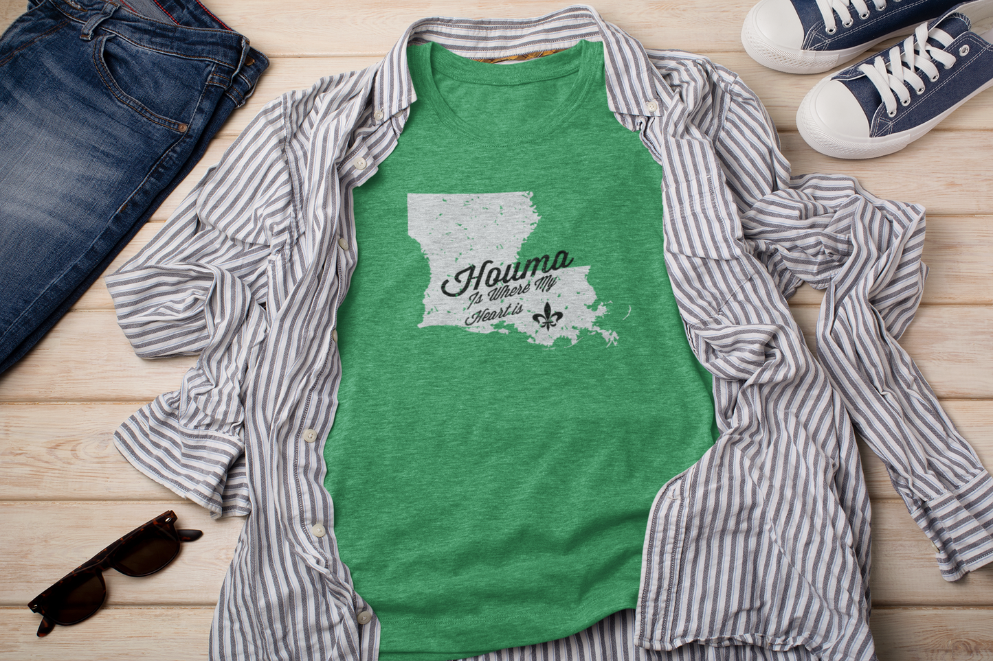 Houma Is Where My Heart Is T-Shirt | Louisiana Collection | Terrebonne Parish - Shamrock Collective