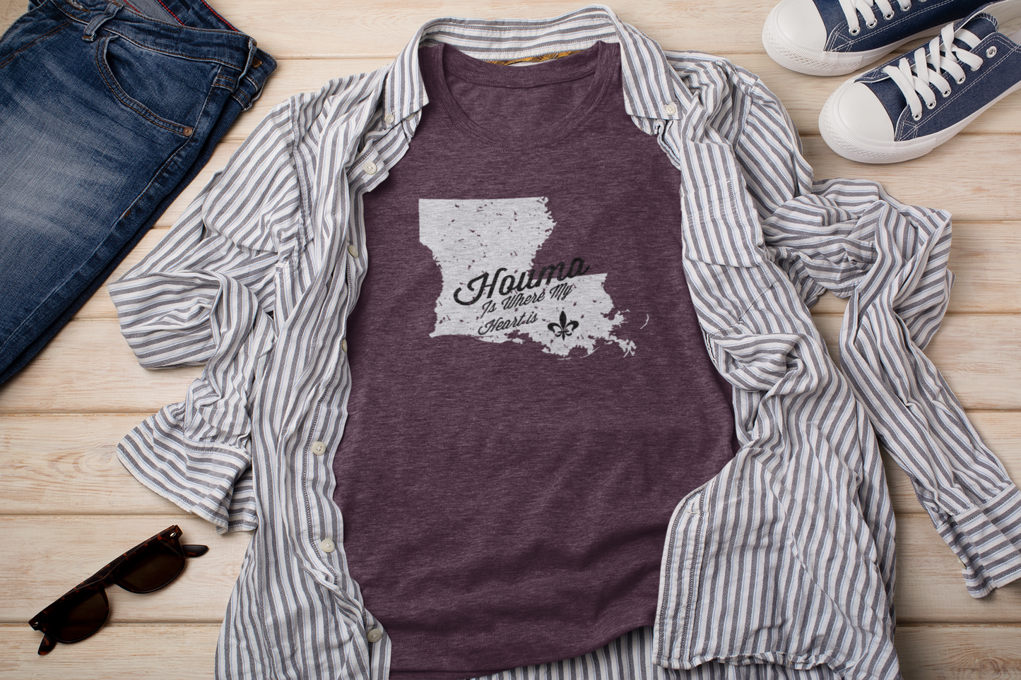 Houma Is Where My Heart Is T-Shirt | Louisiana Collection | Terrebonne Parish - Shamrock Collective