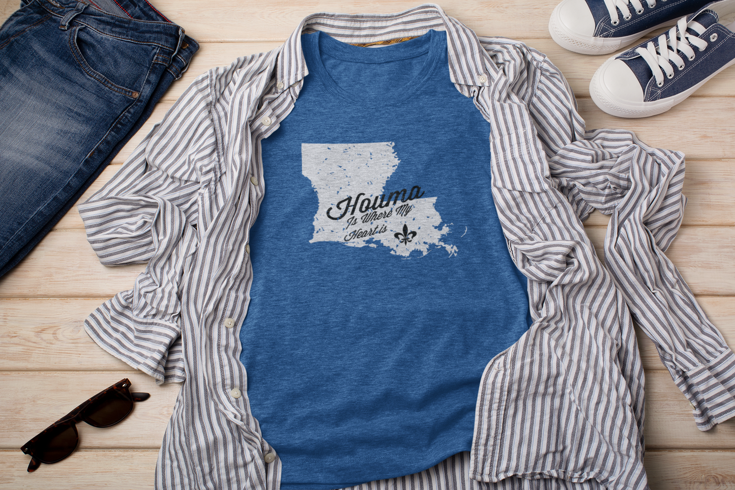 Houma Is Where My Heart Is T-Shirt | Louisiana Collection | Terrebonne Parish - Shamrock Collective