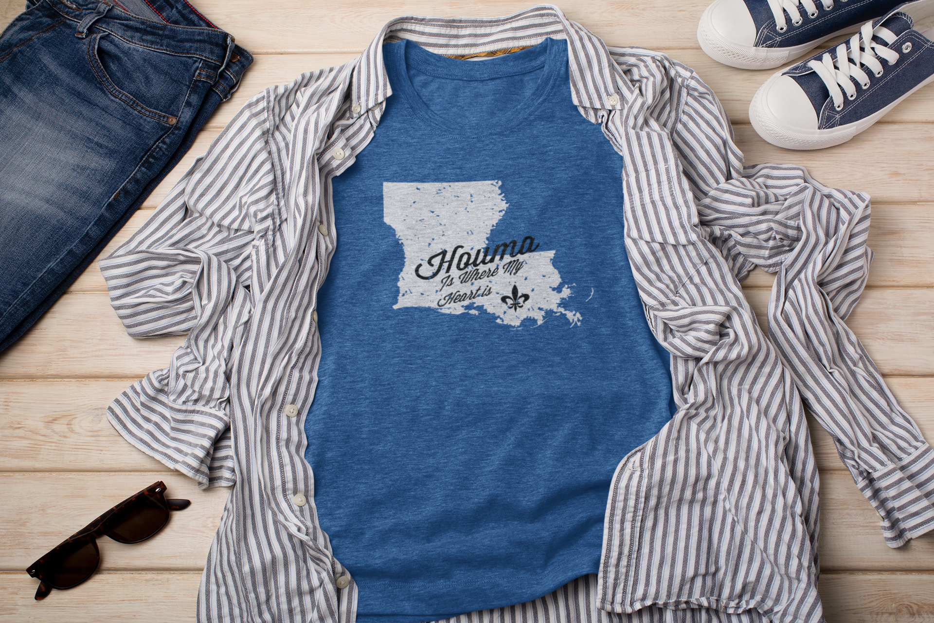 Houma Is Where My Heart Is T-Shirt | Louisiana Collection | Terrebonne Parish - Shamrock Collective