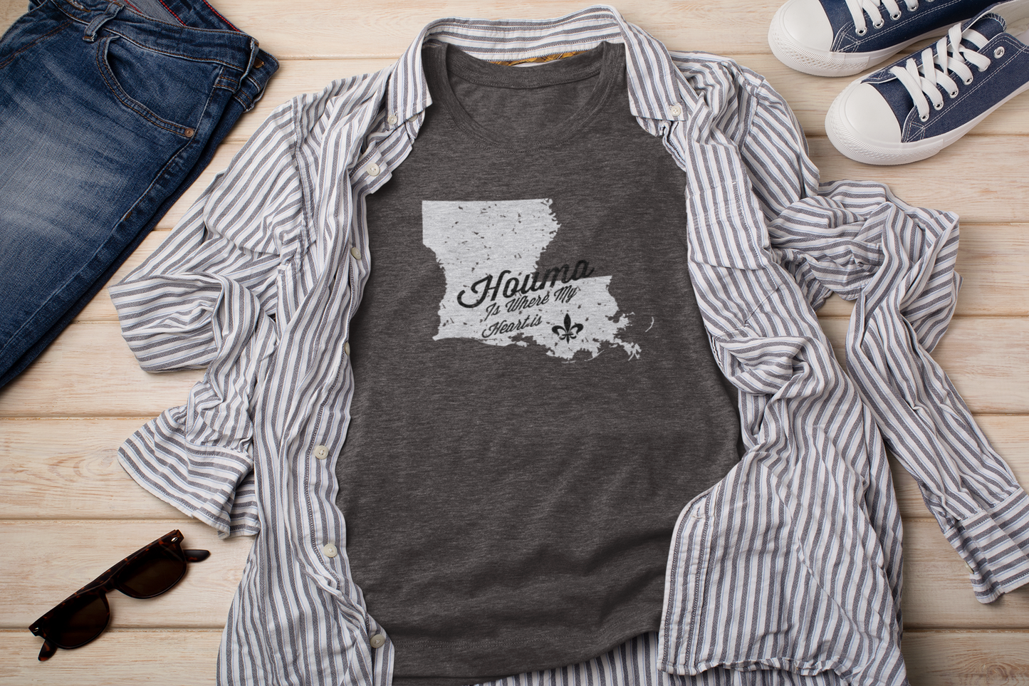 Houma Is Where My Heart Is T-Shirt | Louisiana Collection | Terrebonne Parish - Shamrock Collective