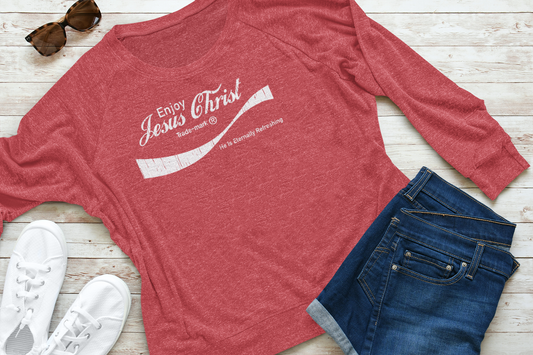 Eternally Refreshing Enjoy Jesus Christ Long Sleeved Tee - Christian T-Shirt | Faith-Based Apparel - Shamrock Collective