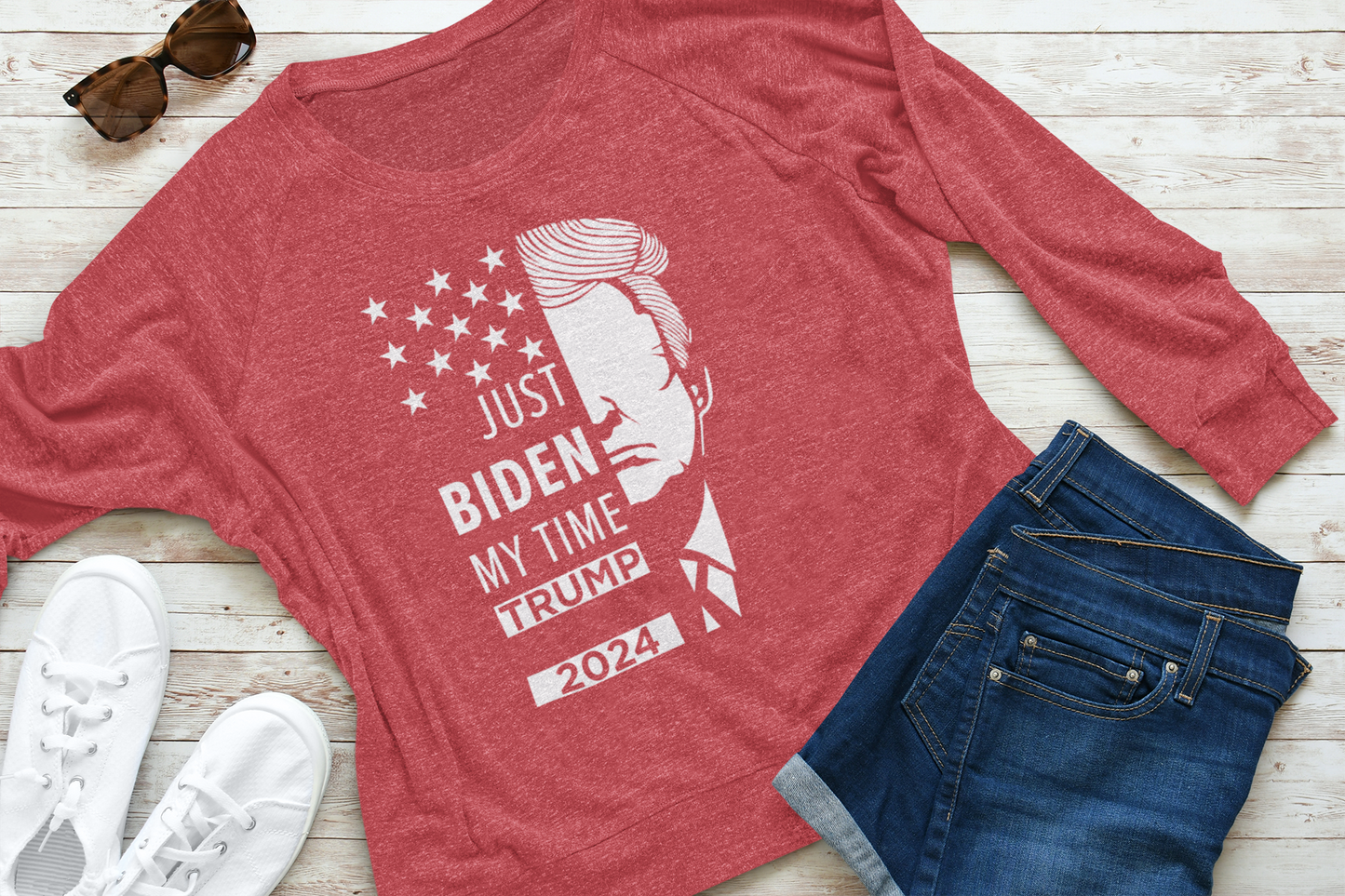 Biden My Time | Trump for President 2024 Long Sleeved T-Shirt | Political Politics | Presidential Race 2024 | FVBV Apparel - Shamrock Collective