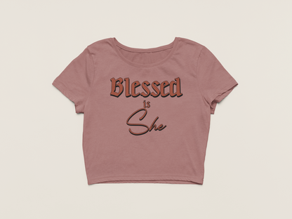 Blessed is She Womens Crop Top T-Shirt | Christian T-Shirt | Ministry Apparel - Shamrock Collective